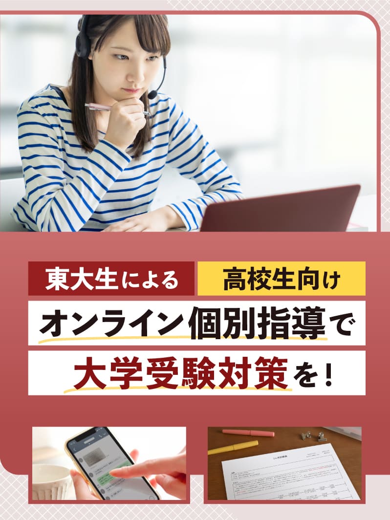 東大生による高校生向けオンライン個別指導で大学受験対策を！